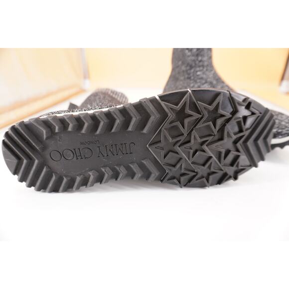 Jimmy Choo Norway Black Silver Lurex Sock Ankle Boot SZ 38 Sneaker Women's $850 - Picture 2 of 10